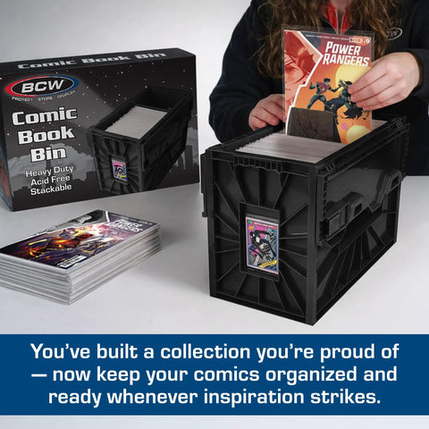 Heavy Duty Comic Bin Holds 150 Graphic Novels Stackable Collector Storage Box With Divider Partition To Safeguard Grail Stacks And Keep Your Haul Feeling Fresh