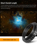 2 Inch M48 To M42 0.75 Telescope Adapter Female To Male Thread All Metal Anodized Aluminum in front of a galaxy image