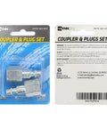 Industrial Air Plug Set With One Quarter Inch Body And Three Eighth Inch NPT Female Threads, Two Steel Air Fittings, Zinc Plated