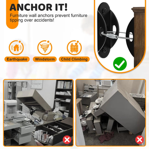 6 Pack Furniture Wall Anchors For Baby Proofing Keep Heavy Furniture Secure To Wall Up To 400 Pounds No Tip Overs