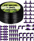 Drip Irrigation Tubing Kit With 1000 Ft Drip Tape Five Eighth Inch Outer Diameter 8 Mil Thick Six Inch Spacing Includes Tape End Plugs