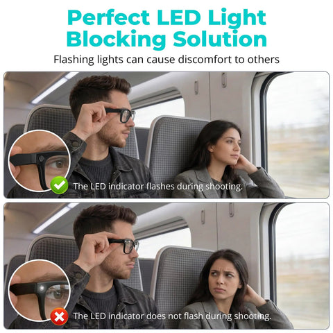 Demonstration of LED Light Blocking Stickers Kit For Ray Ban Meta Wayfarer Skyler Headliner Gen 2 And Oakley Meta HSTN.