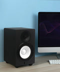 Desk setup with speaker on 1.8 Inch Isolation Feet For 6 To 8 Inch Speakers, 8 Pack With Adhesive Hemisphere Bumpers, Silicone Vibration Damping Pads