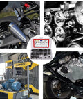 Image showing 462 Piece Black Alloy Steel E Clip External Retaining Rings Kit With 14 Sizes, various machinery applications.