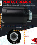 Side and bottom view of 14 Tooth Starter Motor Replaces Cub Cadet 1000 Series And More with dimensions shown.