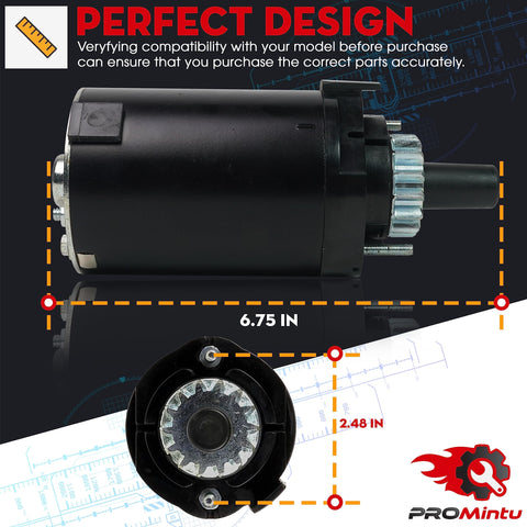 Side and bottom view of 14 Tooth Starter Motor Replaces Cub Cadet 1000 Series And More with dimensions shown.