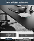 Electric Standing Desk That Moves Smoothly, 60 By 30 Inches, Sit Stand Mode, shows thicker tabletop and workspace setup