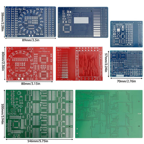 Beginner SMD Soldering Practice Kit With 4 PCB Training Boards Blue Red Green and Small Blue 60W Iron 2 Battery Boxes Full Components