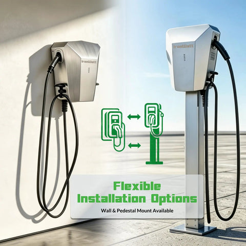 Tough As Nails 304 Stainless Steel EV Charger Enclosure mounted on wall and pedestal showcasing flexible installation options.