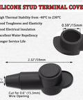 Silicone stud terminal cover measuring 2.32 inches for secure electrical insulation and water repellency.
