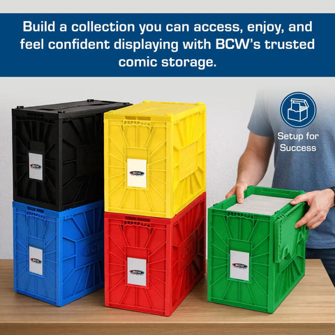 Heavy Duty Comic Bin Holds 150 Graphic Novels Stackable Collector Storage Box With Divider Partition To Safeguard Grail Stacks And Keep Your Haul Feeling Fresh
