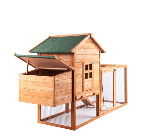 Wooden Chicken Coop For 2 To 5 Chickens Outdoor Hen House Poultry Hutch With Weatherproof Roof Durable Fir Wood Construction Tray Run Cage