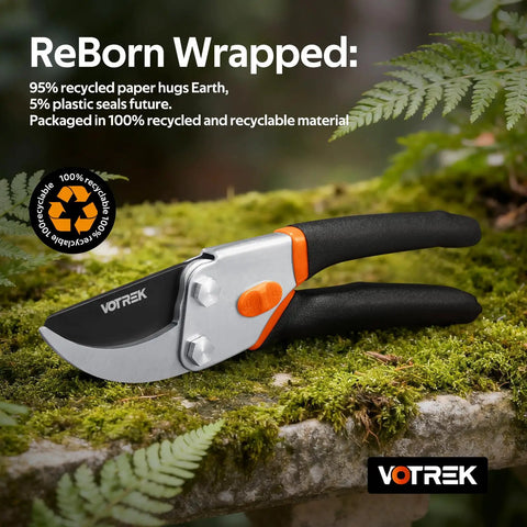 Heavy Duty Pruning Shears 8.5 Inch Pro Garden Pruner With Jam-Proof Spring And Ever-Sharp SK5 Blades on moss surface