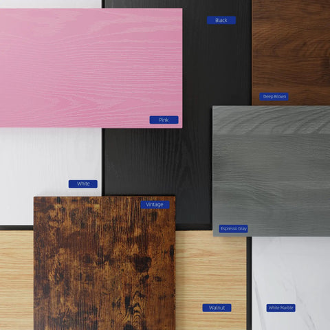 Color options for 32 Inch Computer Desk For Small Spaces With Storage Bag And Headphone Hook, showing pink, black, vintage, etc.