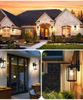Premium Black Outdoor Wall Light Fixtures Built Different For Any Season Porch Sconces on a decorative home exterior at sunset.