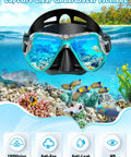 All In One Snorkel Set With Panoramic Mask And Dry Top Snorkel Grab And Go Adjustable Fins And Travel Bag For Adults Anti Fog View