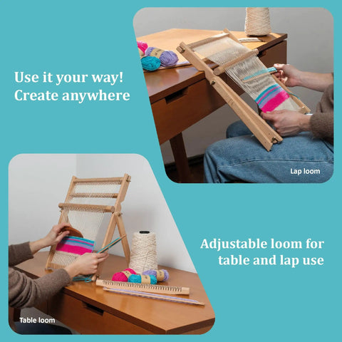 Beginner Friendly Weaving Loom Kit For Adults And Kids Totally Easy To Start All In One Table And Lap Loom Wooden Loom in use