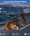 Raw Power 1000W Fat Tire Electric Bike For Teens And Kids 48V 15.6Ah Removable Battery 30 MPH Off Road Electric Bike shown on mountain road