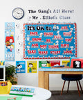 Classroom with Peanuts themed tented nameplates for student desks, 9.5 by 6.5 inches, dual-sided visibility for names.