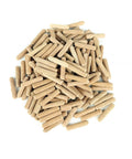 Heavy Duty Fluted Wooden Dowel Pins 100 Piece Set With Smooth Beveled Tips For Zero Drama Woodworking Joints Plus Straight Shooting Alignment For Top Shelf Furniture Repairs And Weekend DIY Projects At 15 64 Inch Diameter piled on white background.