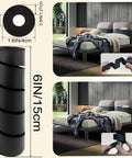 Easy Slide On Bed Frame Guard Socks 8 Piece Set Shin Buster Protectors That Fit Any Table displayed with bed frame in grey and black decor.