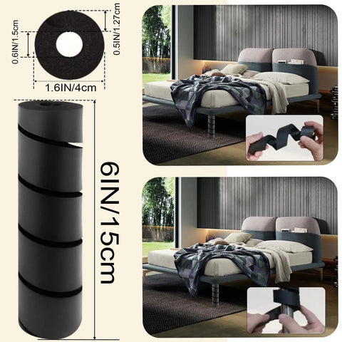 Easy Slide On Bed Frame Guard Socks 8 Piece Set Shin Buster Protectors That Fit Any Table displayed with bed frame in grey and black decor.