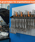 Heavy Duty Metal Plier Organizer And Wall Mount Tool Rack For Garage And Workshop Storage with tools on pegboard