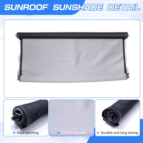 Gray sunshade cover for Lincoln MKZ sunroof (2013–2016), with roller bar and mounting clips