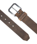 Men's Real Full Grain Saddle Leather Belt Dark Brown Size 40 Heavy Duty Waist Strap showing buckle and leather texture.
