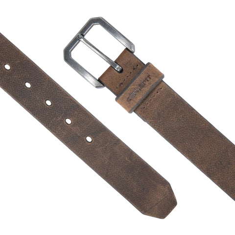 Men's Real Full Grain Saddle Leather Belt Dark Brown Size 40 Heavy Duty Waist Strap showing buckle and leather texture.