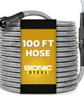 Coiled Stainless Steel Garden Hose With Sprayer Nozzle, Heavy Duty 100 Ft Non Kinking Water Hose Five Eighths Inch, Built To Last