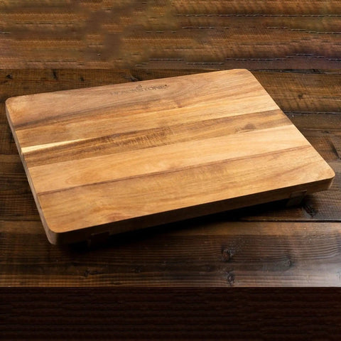 Acacia Wood Cutting Board With Feet 17 By 12 Inches Large Rectangle Heavy Duty Prep Board On Wooden Surface