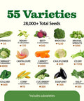 Survival Seed Vault With 55 Heirloom Varieties And 28000 Seeds Non GMO For Year Round Gardening, vegetable seed varieties shown
