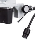 Pro Grade Binocular Stereo Microscope With Long Working Distance Boom Arm For Big Jobs Like Circuit Boards And Dental Appliances With Interchangeable WF10x And WF20x Eyepieces For Sharp Precise Inspection. 1x objective and LED light