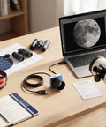 Real Time Telescope Eyepiece Camera For Astrophotography No Fuss 1.25 Inch USB Digital Camera connected to laptop showing moon