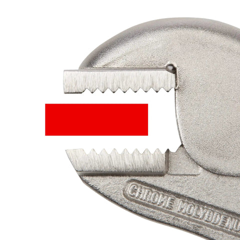 Close-up of jaw detail from Heavy Duty Locking Pliers Set 4 Piece With Straight Jaw 10 Inch Curved Jaw 5 Inch And 10 Inch And Long Nose 9 Inch