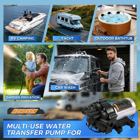 Top Shelf Tough As Nails 110V AC Fresh Water Pump, 7 GPM 70 PSI used for RV camping, yacht, car wash, garden irrigation, outdoor bathtub.