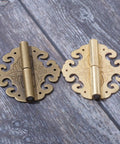 Antique Bronze Decorative Hinges For Cabinets And Wooden Boxes Retro Vibe Brass Bat Flower And Cloud Jewelry Fittings Classic