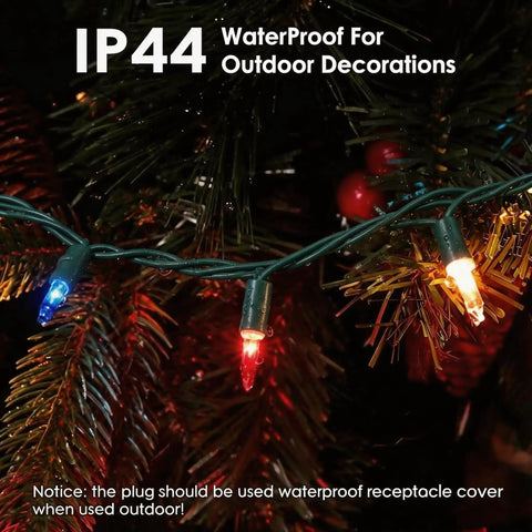 Red White Blue LED String Lights With Clear Bulbs On Green Wire UL Listed Connectable Patriotic Decor