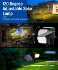63 LED Solar Spotlight Lights Outdoor With 3000K Daylight Super Bright 3 Lighting Modes IP65 Waterproof installed in garden