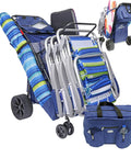 Beach Cart With Big Sand Wheels For Easy Sand Haul Wide Wheel Wagon Includes Insulated Cooler Bag Body Board And Umbrella Holder
