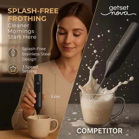 Rechargeable Milk Frother And Coffee Whisk With Dual Spring Tech, Whisper Quiet, Long Lasting Battery, 3 speed setting