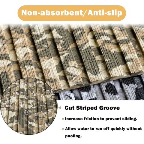 Camouflage EVA Boat Flooring 6mm Self Adhesive Marine Decking Sheet with striped grooves for non-slip and water run-off