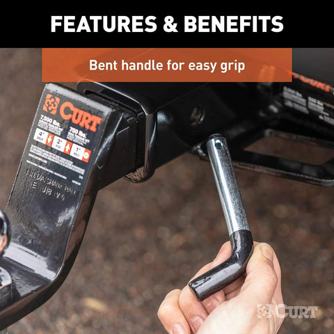 Trailer Hitch Pin And Clip With Vinyl Coated Grip Five Eighth Inch Diameter Fits Two Inch Receiver Clear Zinc Finish
