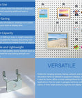 Pegboard Notch Hook 25 Pack Must Have Picture Hanger For Slatwall And Peg Wall Chrome Zinc Finish displayed on pegboard