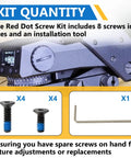 8 Piece Bulletproof Nuclear Strength Red Dot Screw Set And Top Tier Optic Mount Kit For Holosun Trijicon RMR SRO showing screws and installation tool.