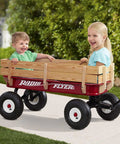 All Terrain Kid Friendly Wagon For Outdoor Fun And Cargo Rolling Cart With Steel And Wood Build Beach Cart For Toddlers 1 And Up