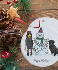 Bulk Pack Of 12 Sublimation Ceramic Ornaments 2.83 Inch Round White Gloss Finish Blank Hanging Ornaments with holiday graphics