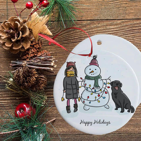 Bulk Pack Of 12 Sublimation Ceramic Ornaments 2.83 Inch Round White Gloss Finish Blank Hanging Ornaments with holiday graphics
