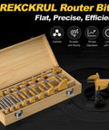 16 Piece Premium Carbide Tipped Forstner Drill Bit Set Featuring Knockout Hex Shank And No Slip Grip, in a wooden case.